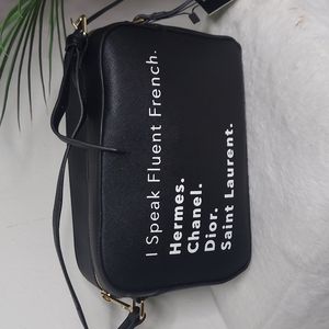 I Speak Fluent French black and white crosabody